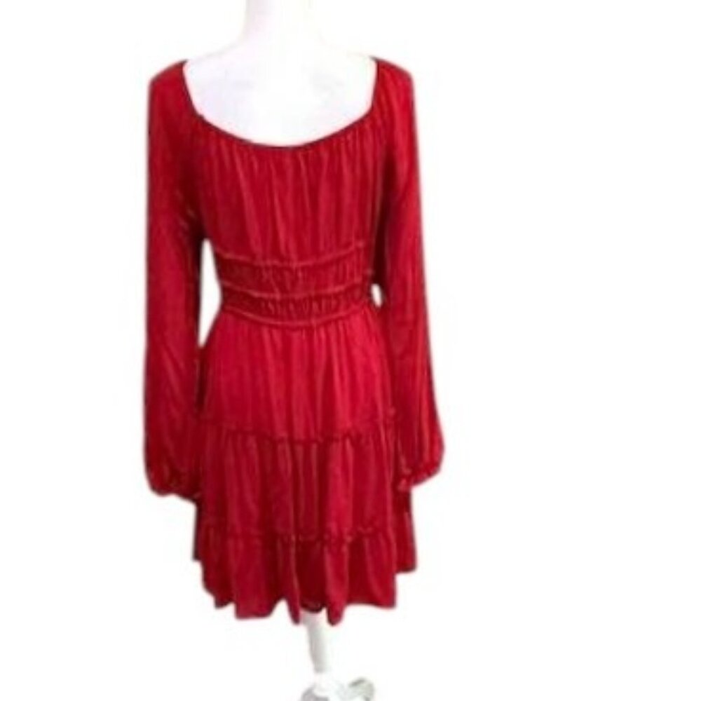 Altar'd State NWOT Red A-line Tiered Long Sleeves Romantic Dress XXL